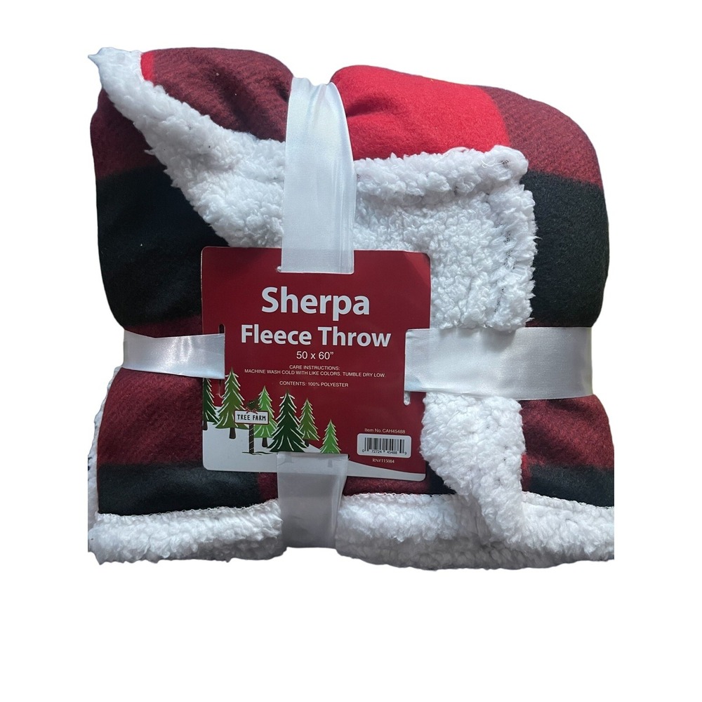 Plaid Buffalo Checker Christmas Throw Blanket Soft Sherpa Fleece for Sofa Couch - Picture 2 of 3